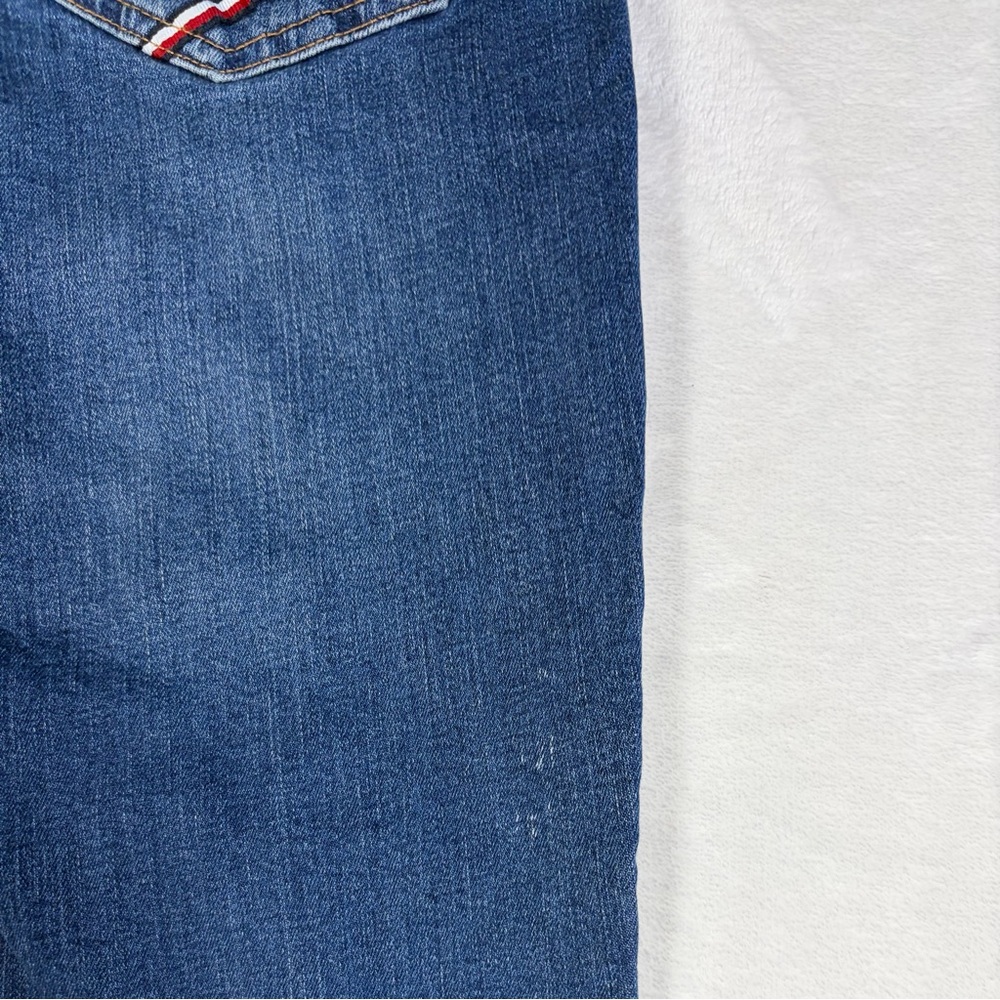 TOMMY HILFIGER y2k Logo Raleigh Straight Leg Mid Rise Blue Denim Jeans Pants 4 - Picture 9 of 9